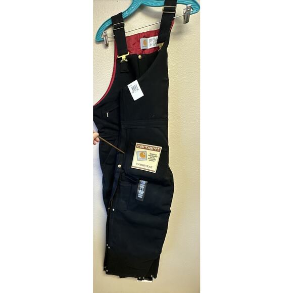 NWT Vtg Carhartt Men's 42X30 Black Bib Overalls Double Knee Duck Canvas Workwear - Picture 8 of 10